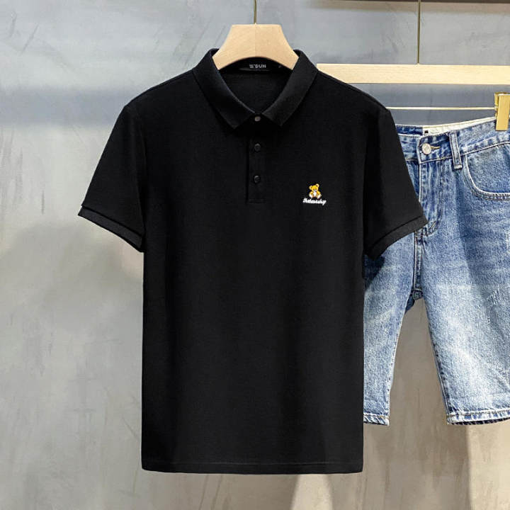 2023年新款刺繡高端翻領POLO衫男